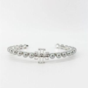 TORY BURCH Kira Silver Pearl Cuff Bangle